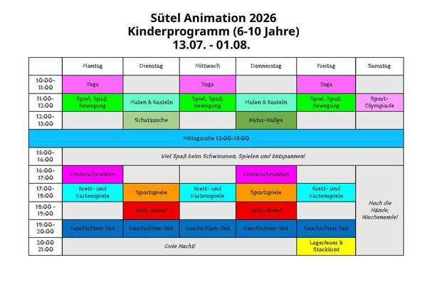 Kinderprogramm 6-10J. 31.07. - 01.08.2026