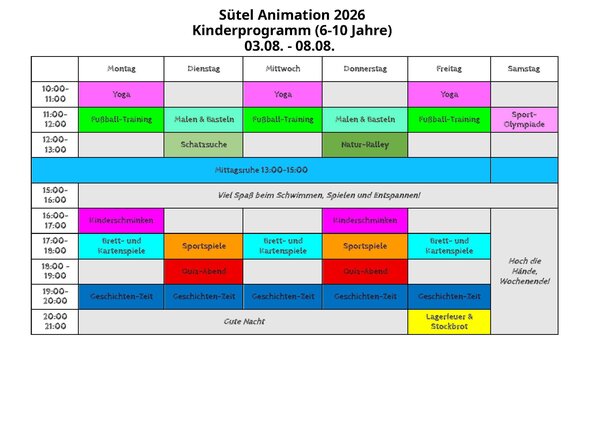 Kinderprogramm 6-10J. 03. - 08.08.2026