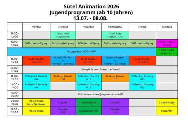 Jugendprogramm ab 10J. 13.07. - 08.08.2026