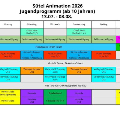 Jugendprogramm ab 10J. 13.07. - 08.08.2026
